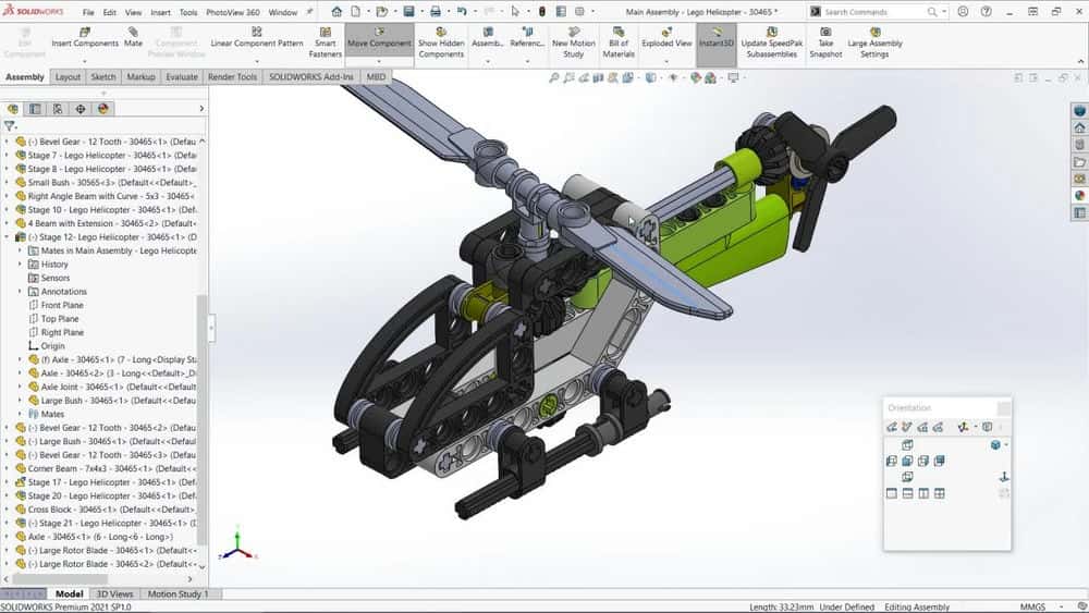 آموزش ساخت هلیکوپتر لگو در SolidWorks 3D CAD