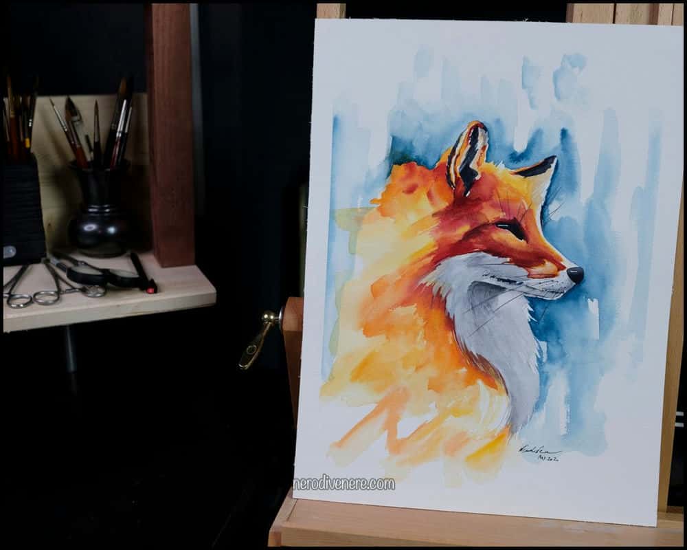 آموزش روباه، نقاشی آبرنگ