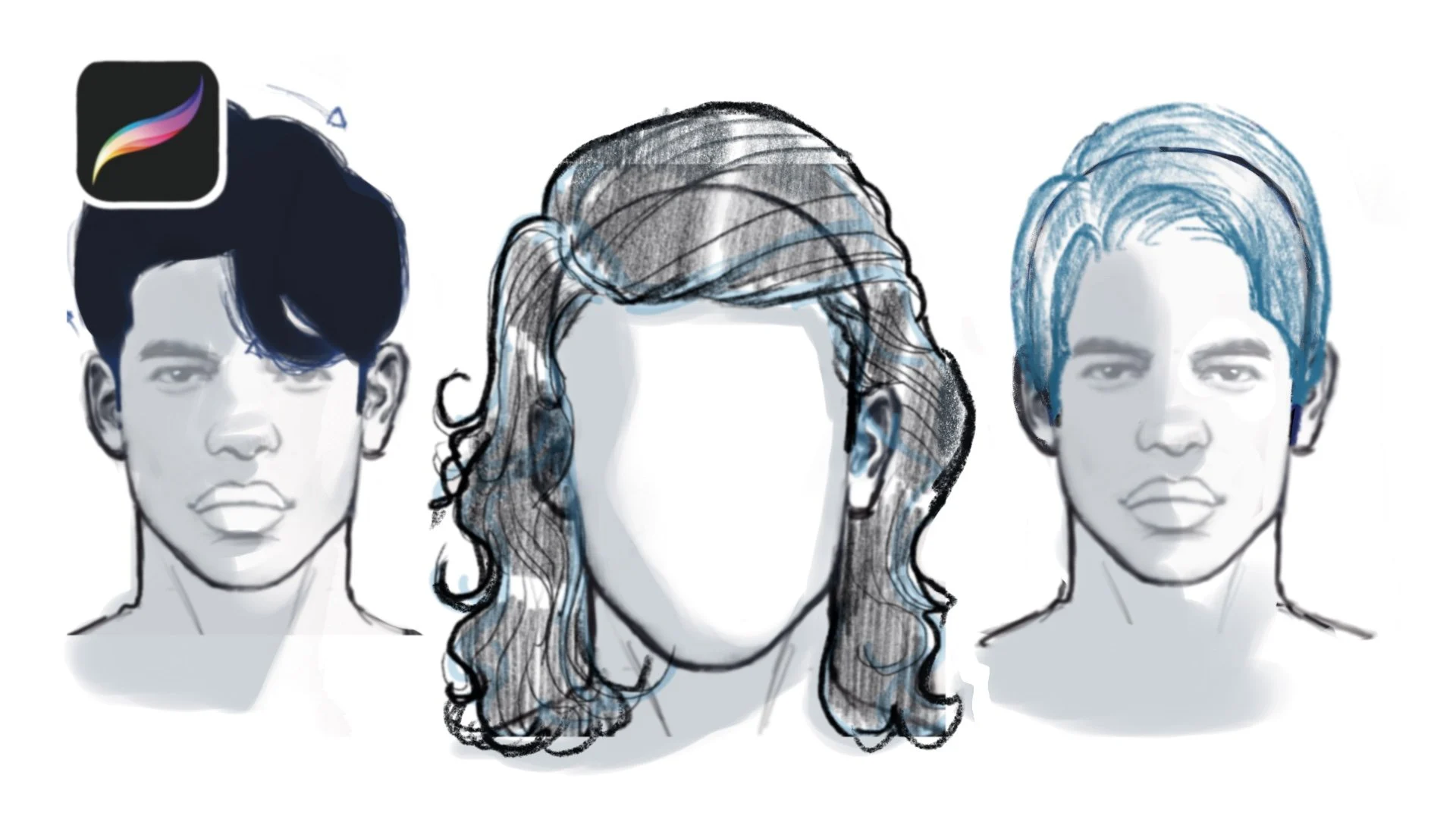 آموزش طراحی دیجیتالی در Procreate: مدل موی مردانه را تمرین کنید