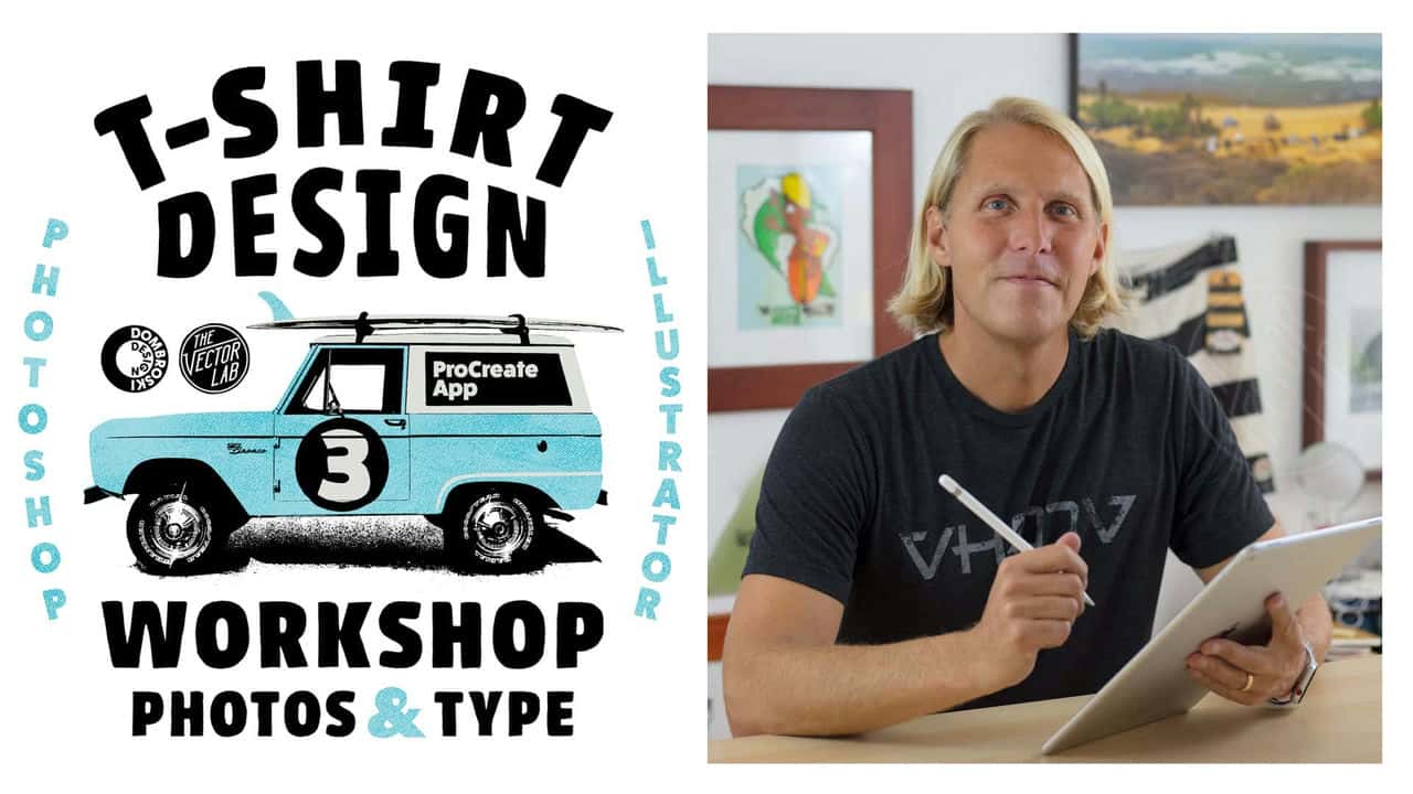آموزش کارگاه طراحی تی شرت 3: عکس و تایپ در برنامه Procreate، Photoshop و Illustrator
