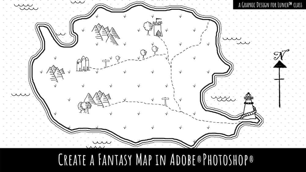 آموزش یک نقشه فانتزی در Adobe Photoshop بکشید - طراحی گرافیکی برای کلاس ناهار