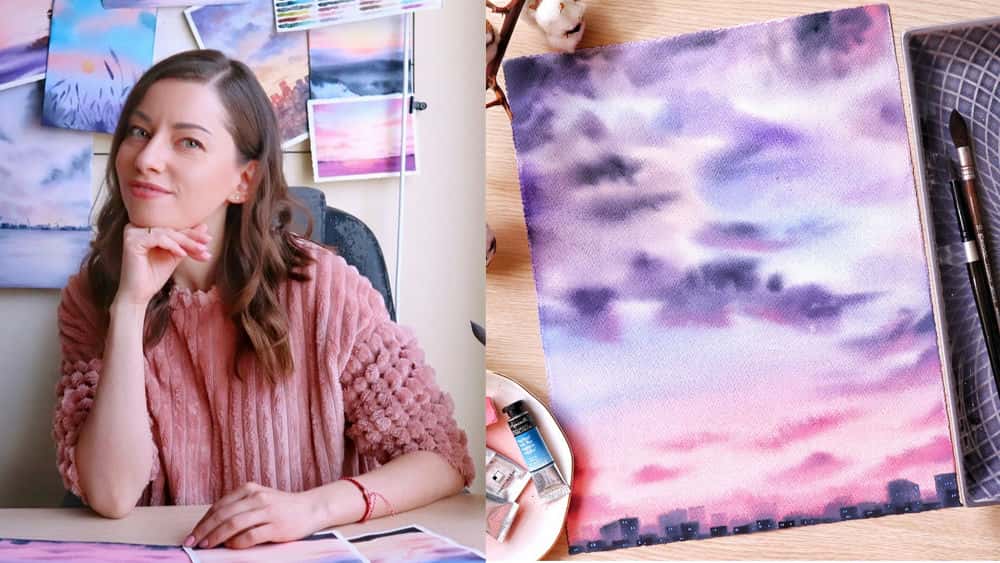 آموزش غروب های رویایی: آسمان های خیره کننده را با آبرنگ نقاشی کنید