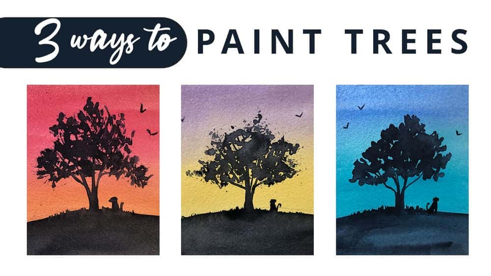 آموزش 3 روش ساده برای رنگ آمیزی درختان در آبرنگ