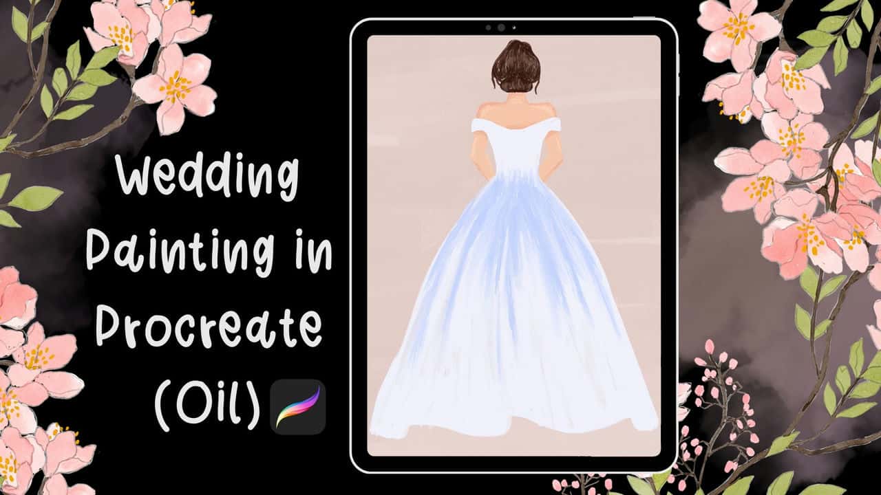 آموزش نقاشی عروسی با روغن نباتی: رز، عطر، ترکیب گل، عروس و لباس مجلسی + برس رایگان