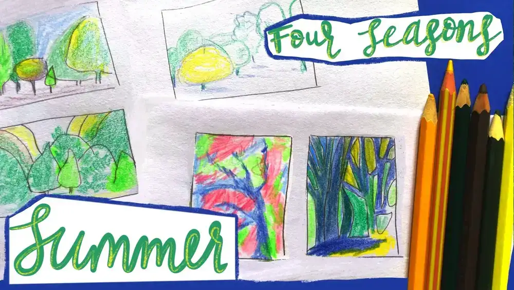 آموزش «چهارفصل»: تابستان. با کشیدن درختان تضاد نور و رنگ را بیاموزید
