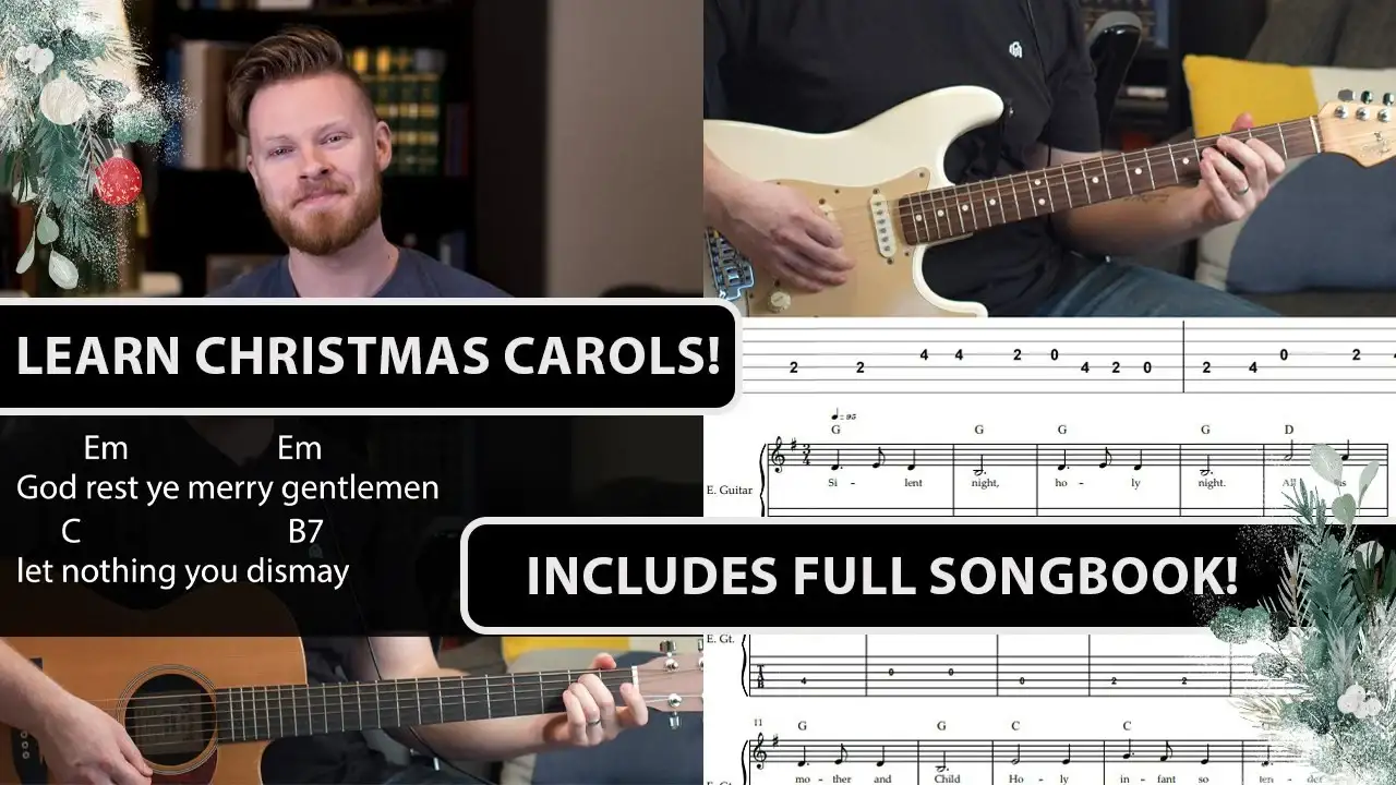 آموزش 10 آهنگ مبتدی کریسمس را روی گیتار بیاموزید - آکوردها و TAB ها!