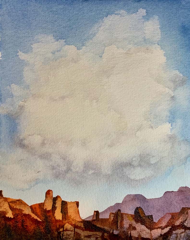 آموزش نقاشی ابرها در آبرنگ