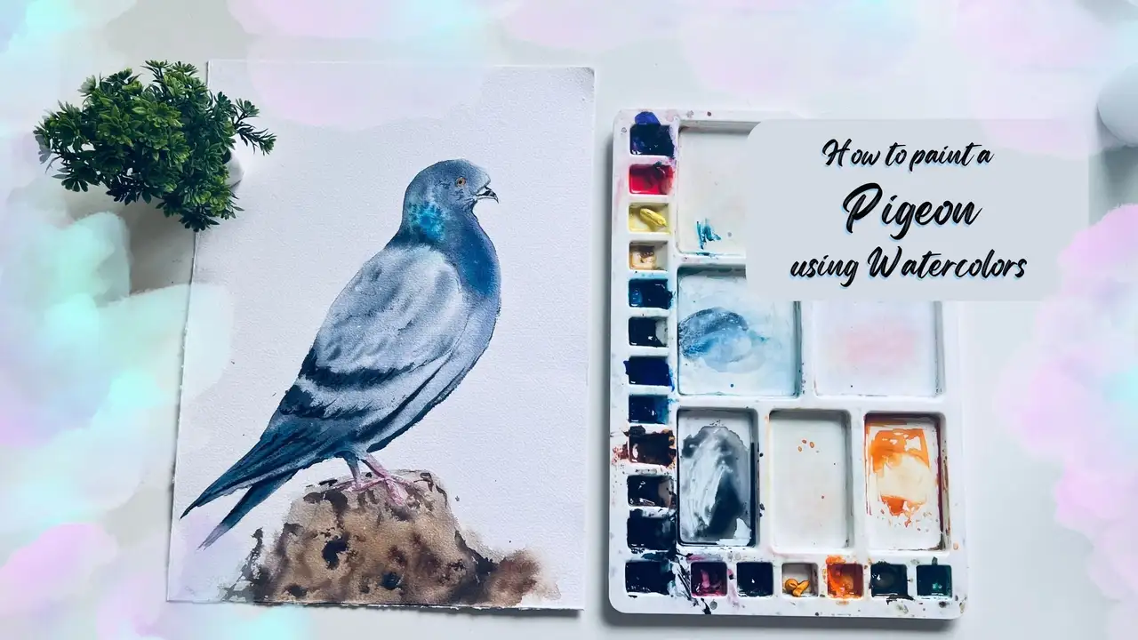 آموزش نحوه نقاشی یک کبوتر با استفاده از آبرنگ - راهنمای گام به گام.
