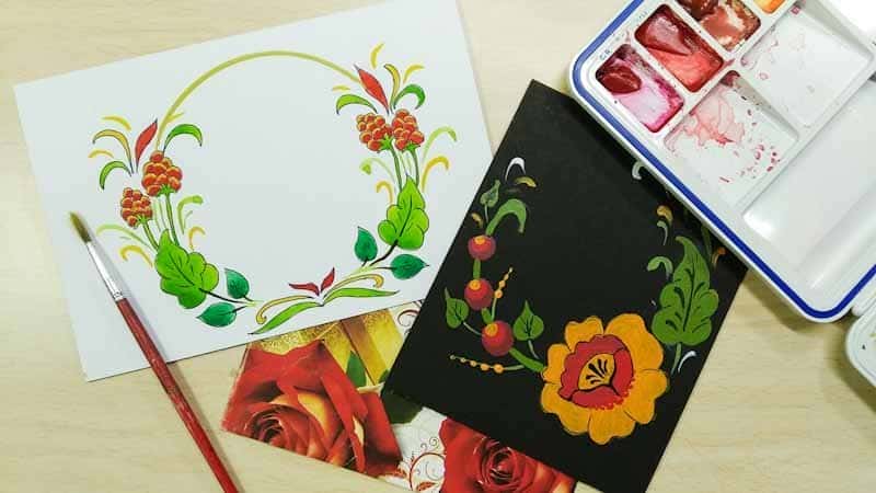 آموزش کارت - تاج گل با هنر عامیانه روسیه
