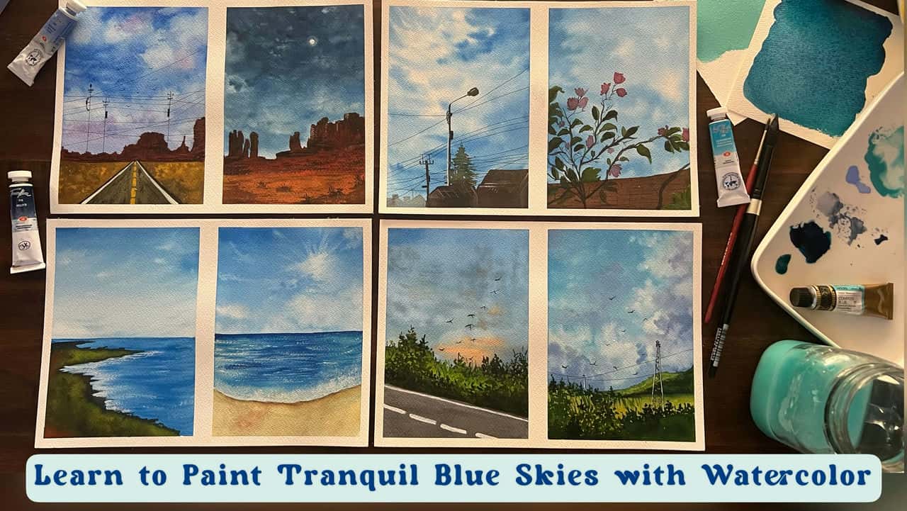 آموزش نقاشی آسمان آبی آرام - یک چالش 21 روزه