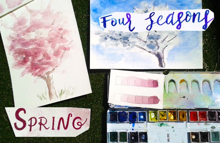 آموزش «چهار فصل»: بهار. لحن ها و ارزش ها را با نقاشی شکوفه بیاموزید