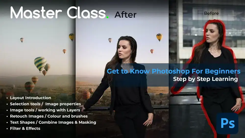آموزش Adobe Photoshop cc Essentials Basics, Fundamentals | راهنمای گام به گام کلاس کارشناسی ارشد برای مبتدیان