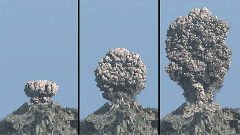 آموزش شبیه سازی انفجار آتشفشان در مایا 