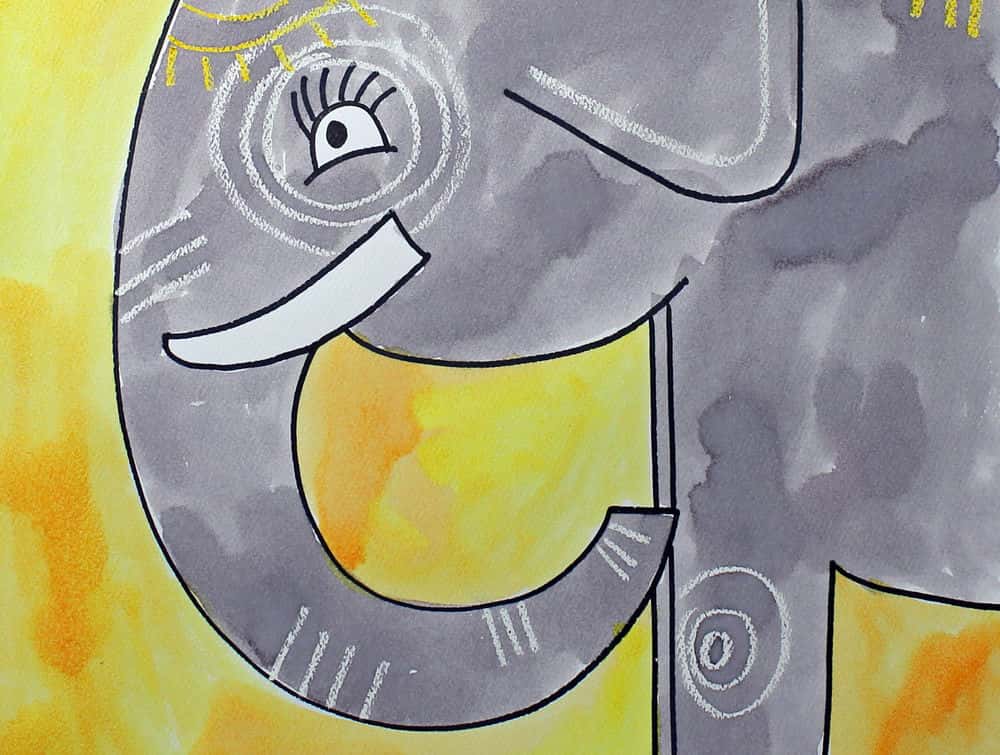 آموزش درس هنر برای کودکان: طراحی و نقاشی یک فیل دلربا با نقاشی های آبرنگ