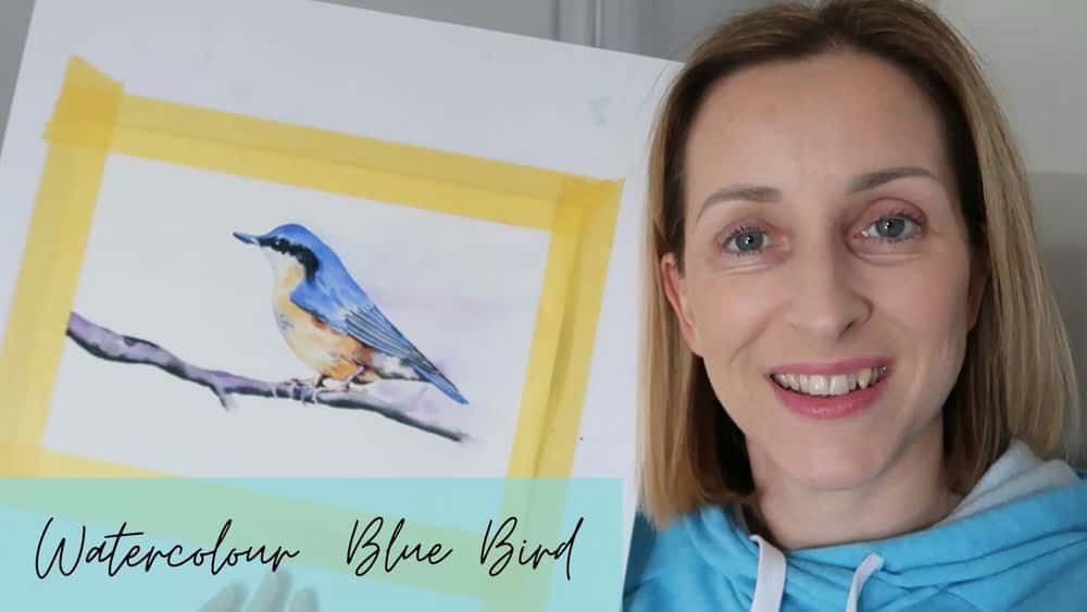 آموزش پرنده آبرنگ برای مبتدیان: نحوه رنگ آمیزی پرنده آبی در آبرنگ در مراحل ساده