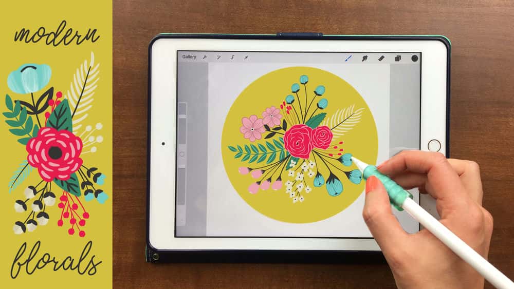 آموزش تصاویر مدرن گل در iPad شما در Procreate + 22 تمبر و قالب رایگان