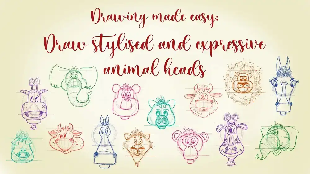 آموزش طراحی آسان : سر ​​حیوانات سبک و رسا را ​​بکشید