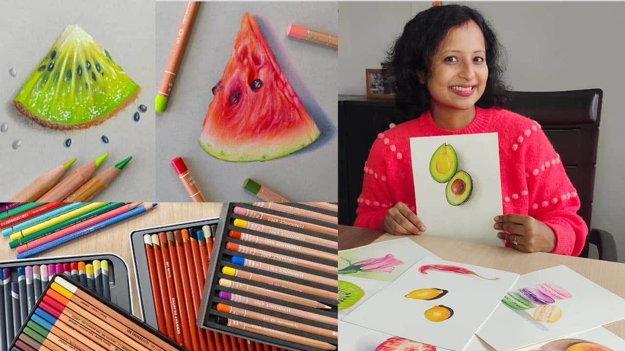 آموزش تصاویر واقعی میوه با مداد رنگی: تکنیک های ایجاد بافت را بیاموزید