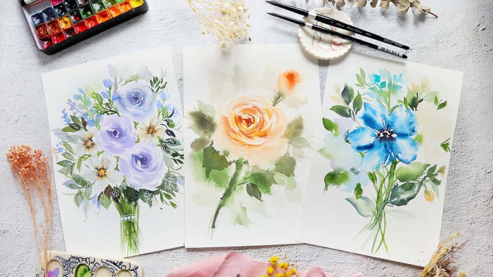 آموزش چالش 15 روزه آبرنگ: با استفاده از دستورات رنگ، گل های شل را رنگ کنید