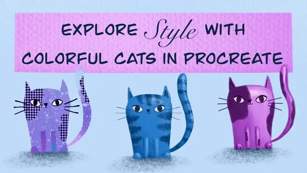 آموزش کاوش سبک با گربه های رنگارنگ در Procreate