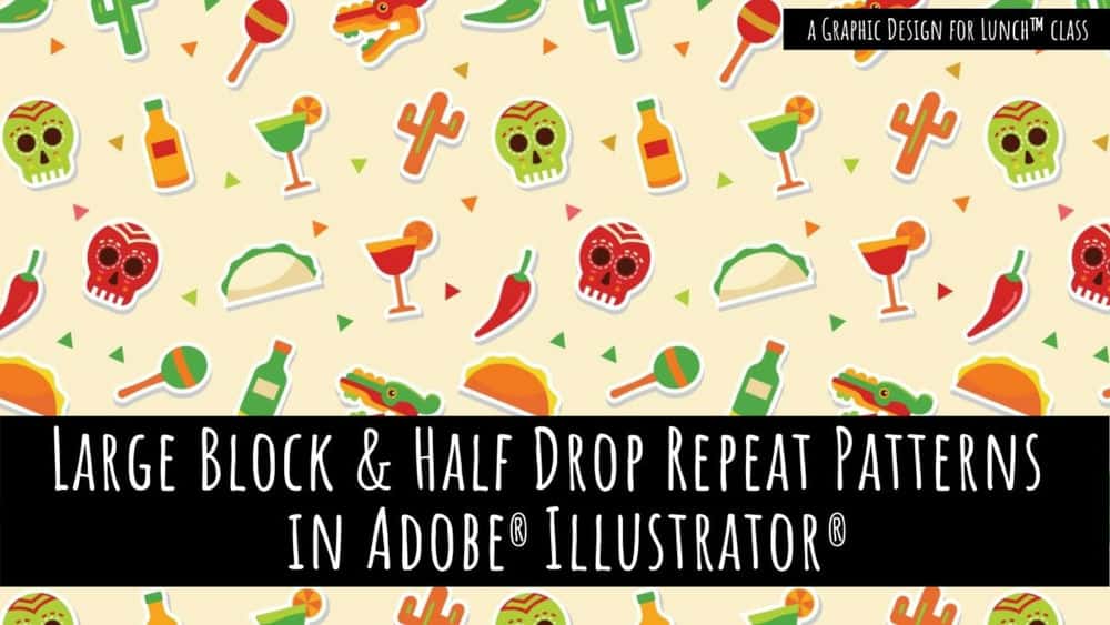 آموزش تکرار Block and Half Drop در Adobe Illustrator - طراحی گرافیکی برای کلاس ناهار