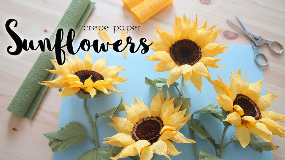 آموزش گل های کاغذی کرپ - گل های آفتابگردان شاد
