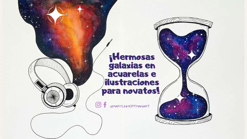 آموزش Hermosas galaxias en acuarelas e ilustraciones para novatos!