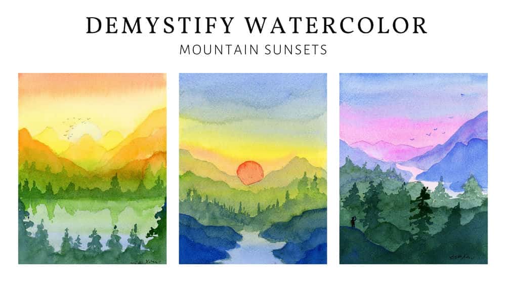 آموزش Demystify Watercolor: How To Paint Landscape کوه با استفاده از تکنیک لایه بندی ساده