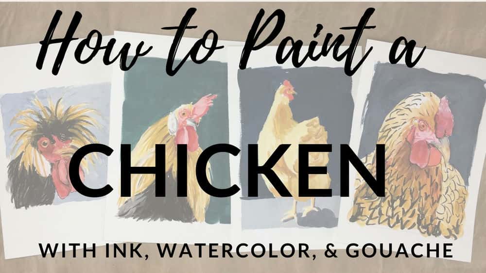 آموزش چگونه مرغ را با جوهر، آبرنگ و گواش رنگ کنیم