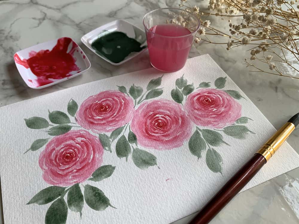 آموزش گل رز آبرنگ - ساده و آسان