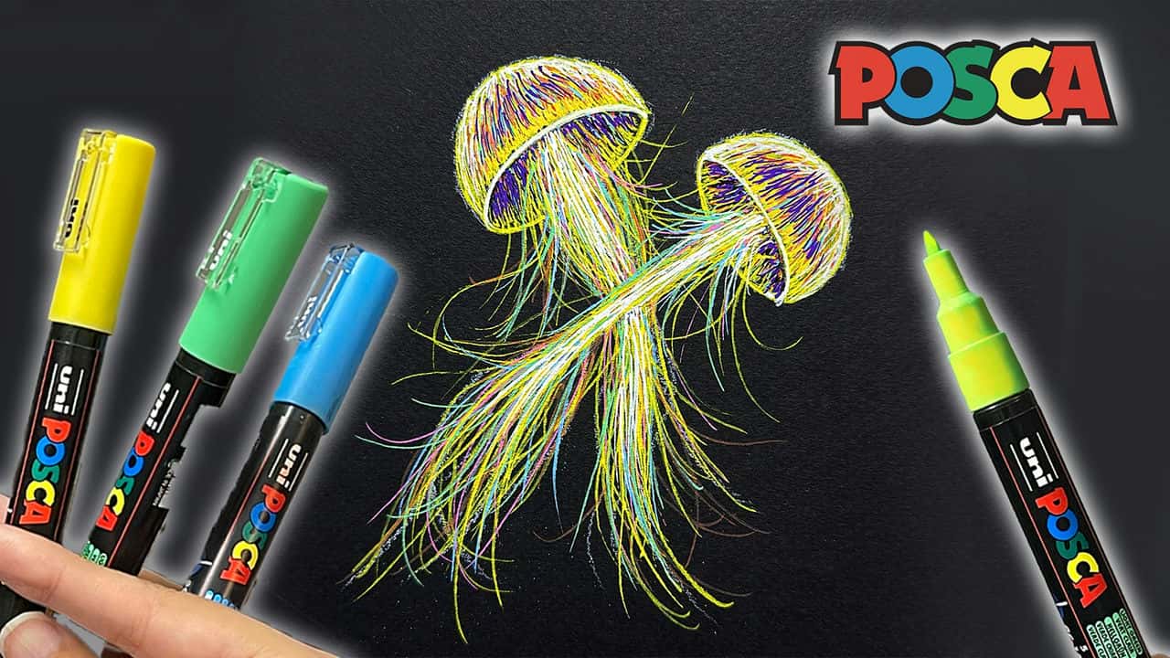 آموزش نقاشی حیوانات: چتر دریایی درخشان را با قلم پوسکا بکشید - هنر اقیانوسی واقعی، پر جنب و جوش و رنگارنگ