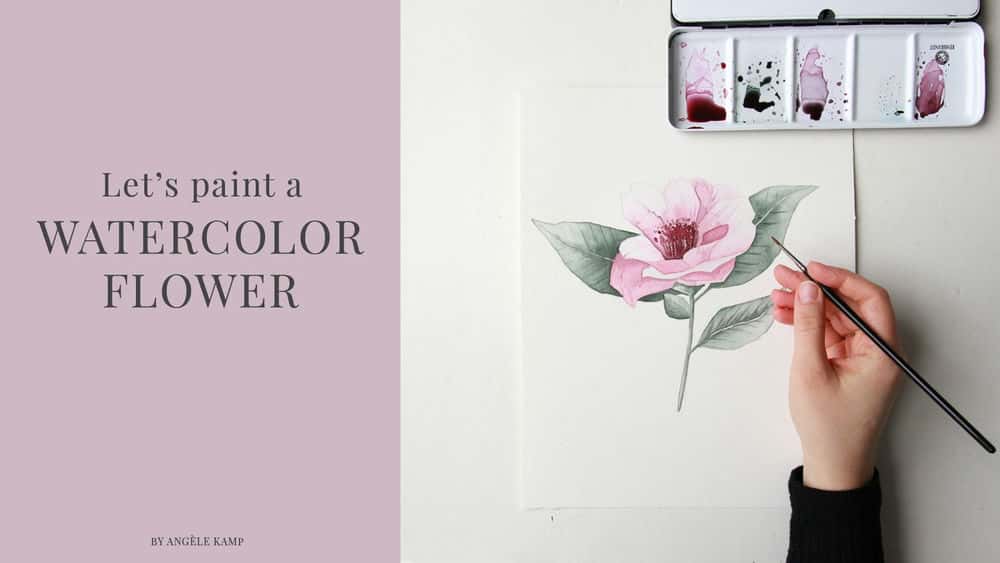 آموزش بیایید یک گل آبرنگ صورتی ساده رنگ کنیم
