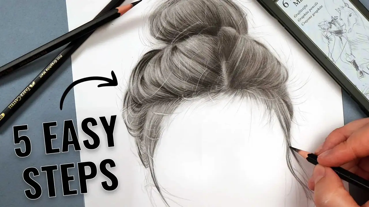 آموزش نحوه کشیدن مو با مداد گرافیتی: نقاشی های واقعی