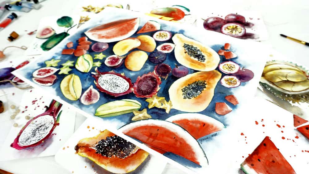 آموزش Tropical Fruit Series: MASTERPIECE - Part 2 [course 10]. میوه ها را در نقاشی خود به پایان برسانید. پیشرفته