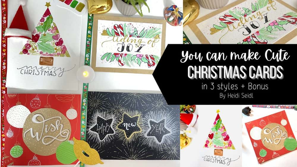 آموزش می توانید کارت های کریسمس زیبا را در 3 سبک بسازید + کارت جایزه - گام به گام آبرنگ - رسانه های ترکیبی