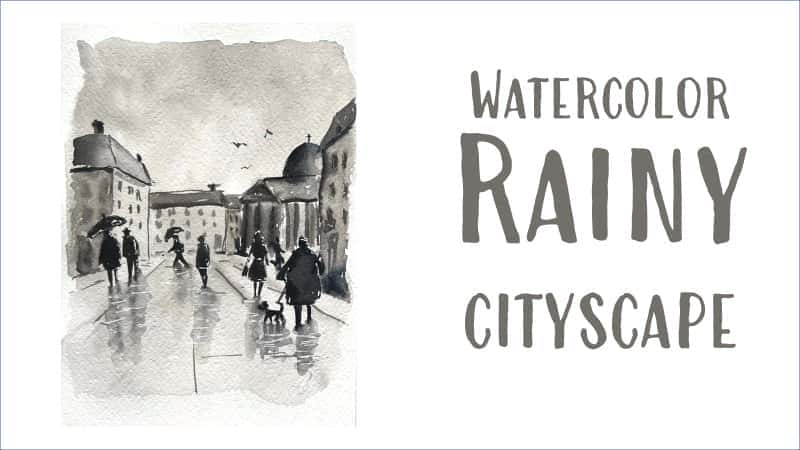 آموزش طراحی شهری تک رنگ: به راحتی افراد را به منظره شهری بارانی اضافه کنید