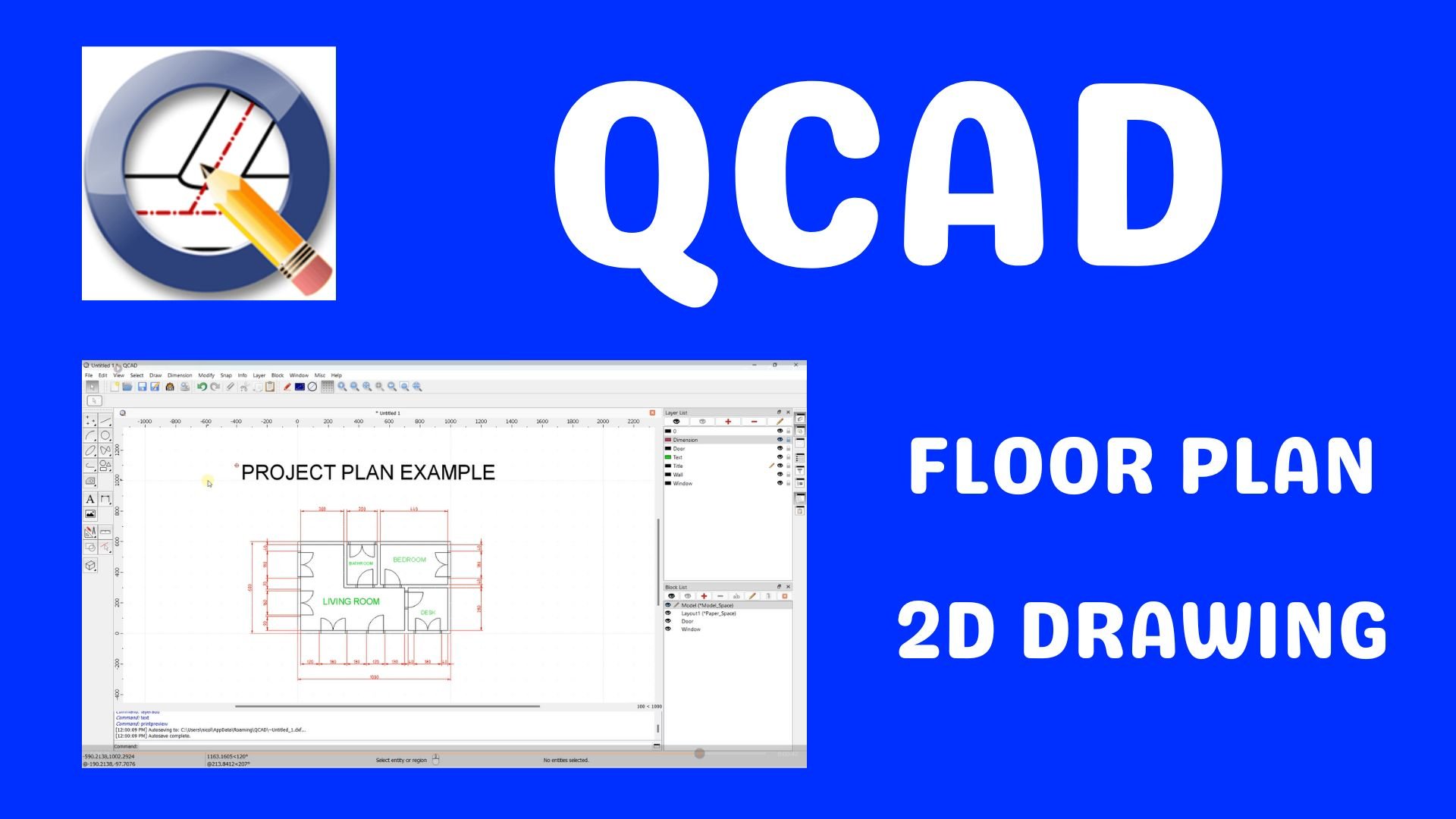 آموزش طراحی دوبعدی پلان طبقه QCAD