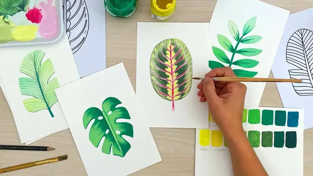 آموزش برگ های گرمسیری در گواش: مهارت های طراحی و نقاشی خود را مسلط کنید