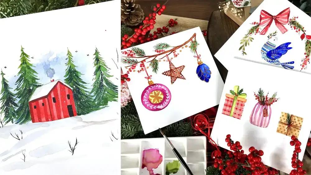 آموزش تصویرسازی آبرنگ زمستانی: 7 پروژه نقاشی تعطیلات جشن