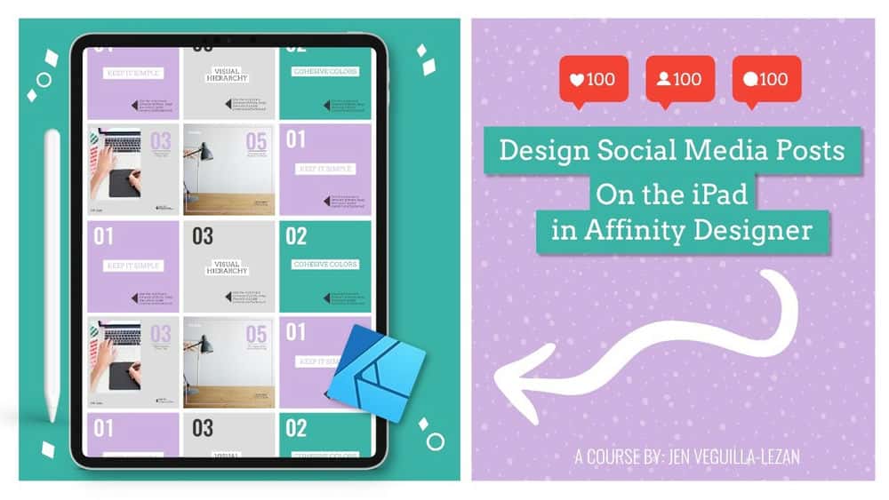 آموزش با استفاده از Affinity Designer در iPad یک قالب پست رسانه اجتماعی طراحی کنید