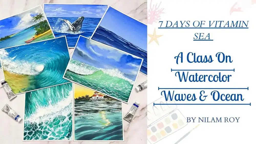 آموزش 7 روز دریای ویتامین: کلاس آبرنگ در نقاشی امواج و اقیانوس ها