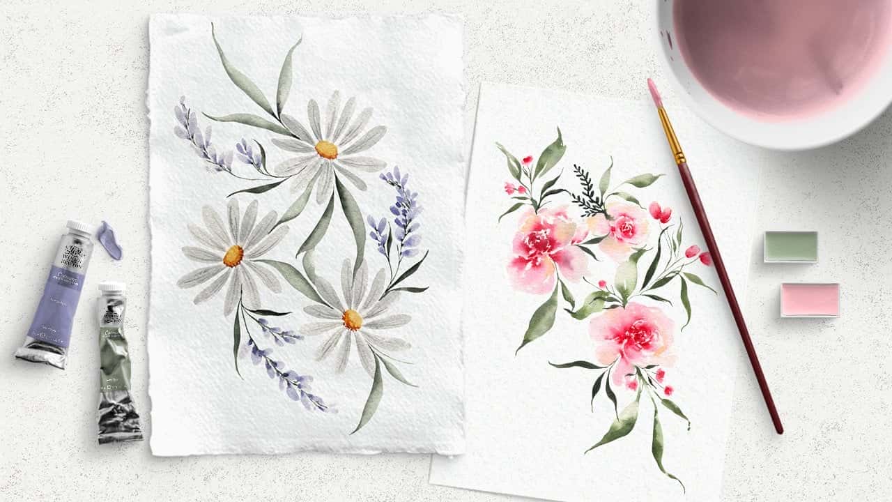 آموزش گل های آبرنگ مبتدی: 5 گل آسان که هر کسی می تواند نقاشی کند!
