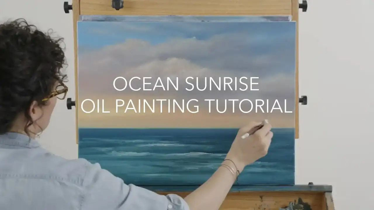آموزش نقاشی رنگ روغن: طلوع خورشید اقیانوس