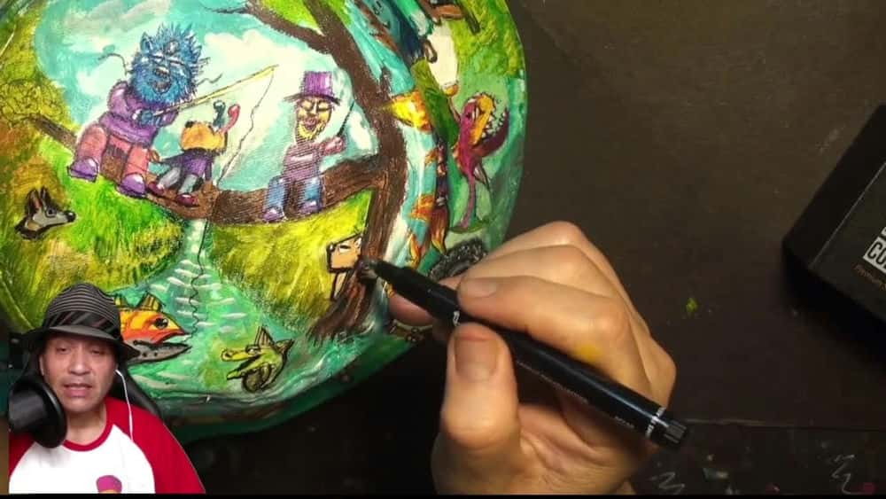 آموزش نقاشی یک کلاه سطلی - پوشش کامل - با دنیای داستانی خیالی