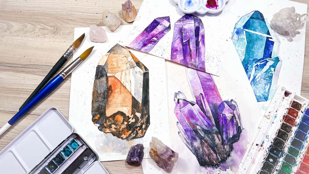 آموزش Aprende a pintar cristales realistas en acuarela
