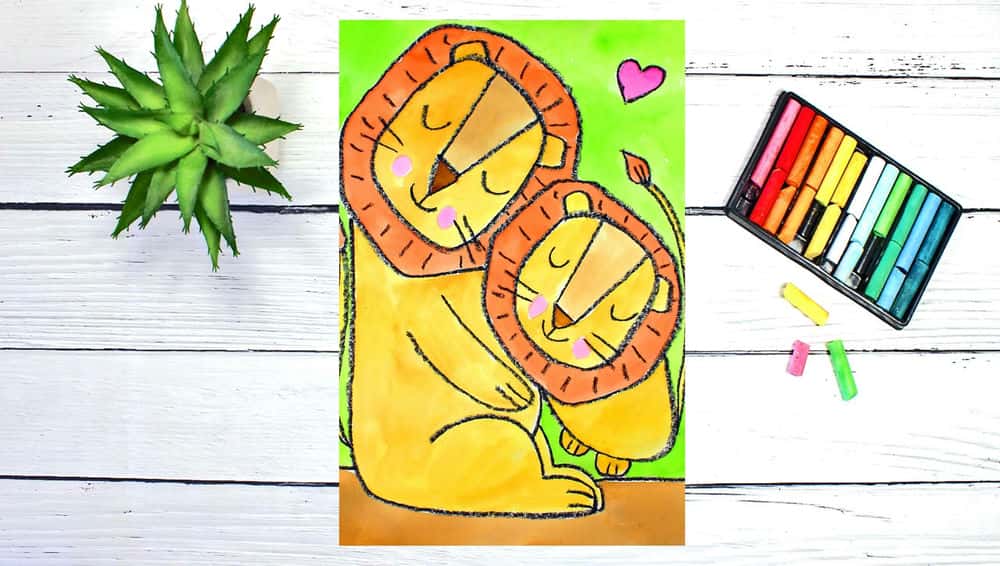 آموزش پروژه هنری برای بچه ها: چگونه دو شیر ناز را بکشیم و با آبرنگ نقاشی کنیم