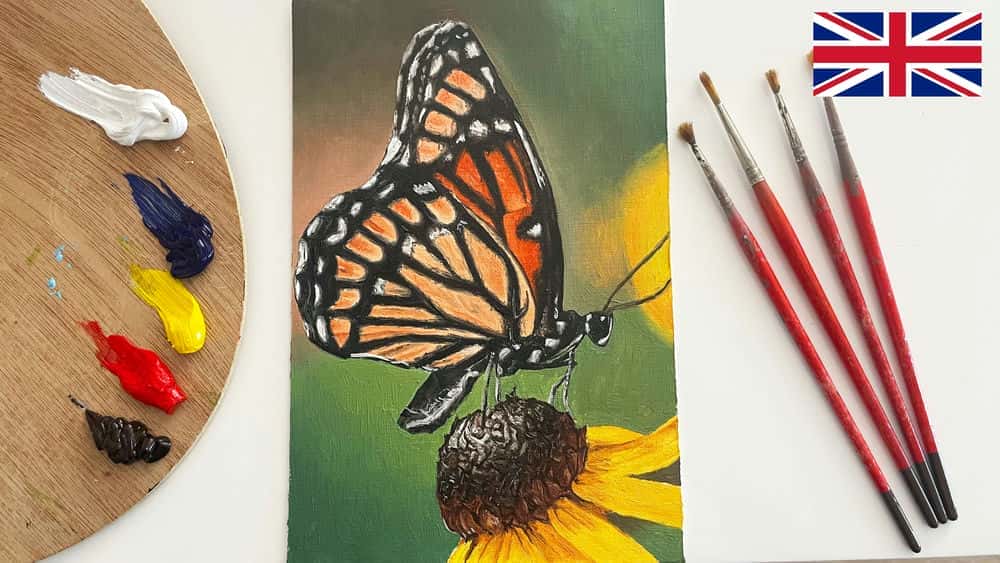آموزش چگونه یک پروانه و یک گل را با رنگ روغن نقاشی کنیم؟