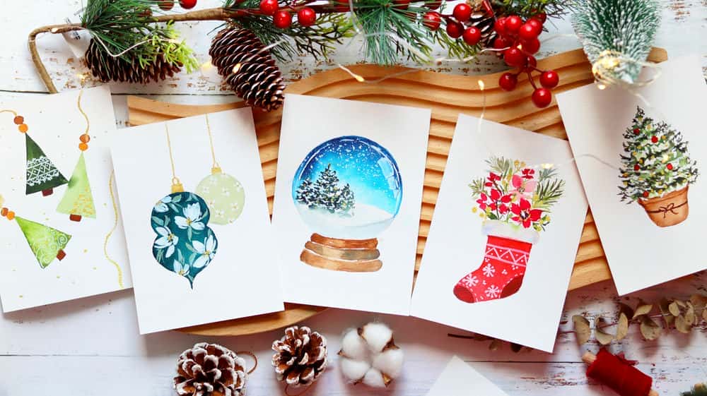 آموزش کارت‌های کریسمس آبرنگ: تم‌های تعطیلات سریع و آسان را نقاشی کنید