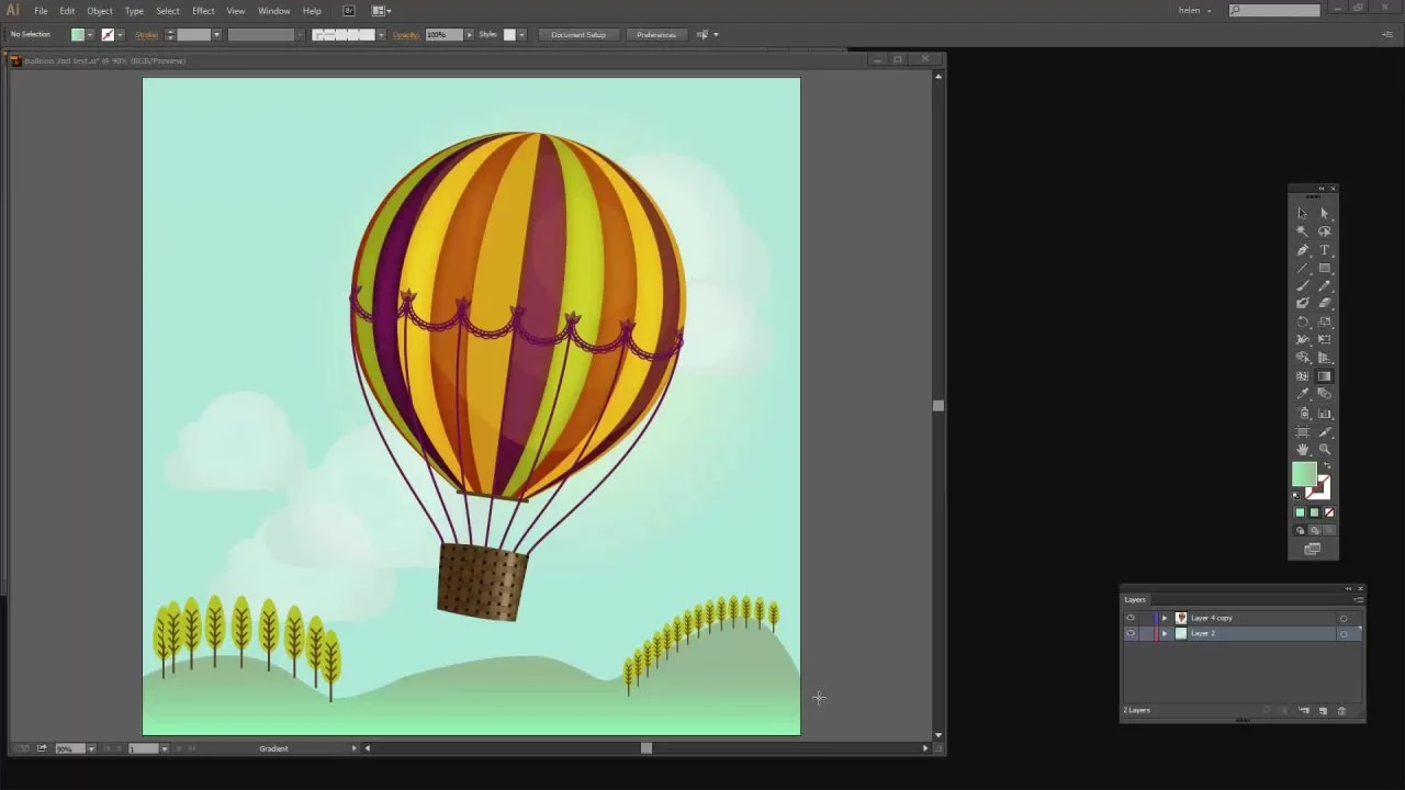 آموزش کشیدن یک بالون هوای گرم در Adobe Illustrator - سرگرم کننده با سه بعدی!