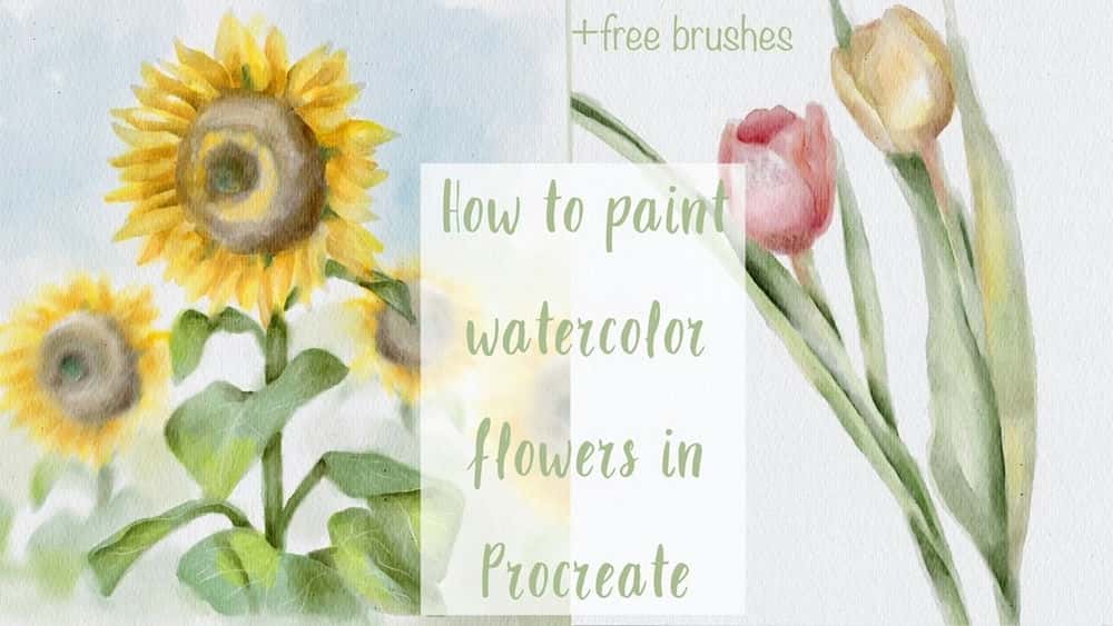 آموزش نحوه نقاشی گل های آبرنگ واقعی در Procreate - تصویر دیجیتال ساده